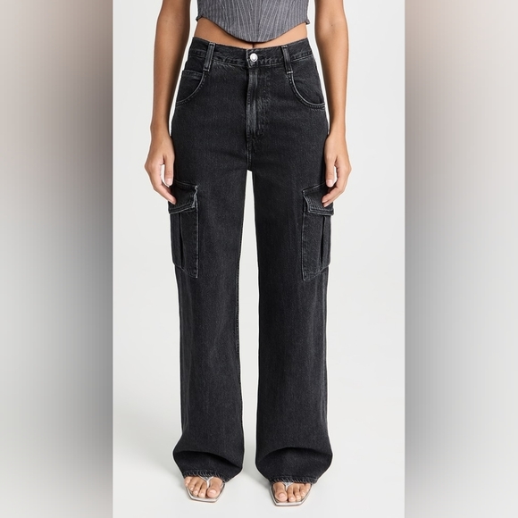Agolde | Black Washed Minka Cargo Wide Leg Jeans Size 26 - Picture 2 of 11